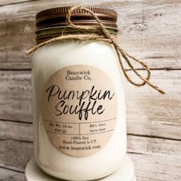 Pumpkin Souffle Soy Candle Spiced Bakery Scent - 16 Oz Mason Jar - thumbnail 1