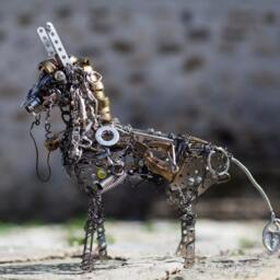 steampunk Decor, Recycled Animal Art, Metal Horse, Upcycled Art Figurine, Horse Decoration, Industrial Sculpture - thumbnail 2