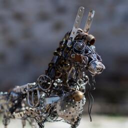 steampunk Decor, Recycled Animal Art, Metal Horse, Upcycled Art Figurine, Horse Decoration, Industrial Sculpture - thumbnail 4