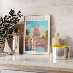 Chennai Travel Poster, India Print, Cheannai Wall Art, Art Poster - thumbnail 3