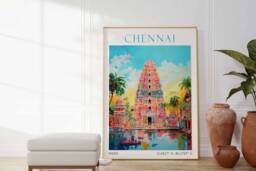 Chennai Travel Poster, India Print, Cheannai Wall Art, Art Poster - thumbnail 1