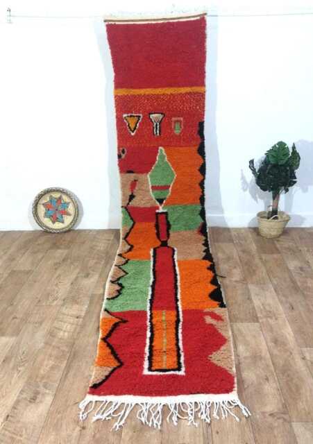 Handmade Wool Berber Runner Rug Custom Moroccan Design - image 1
