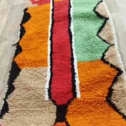 Handmade Wool Berber Runner Rug Custom Moroccan Design - thumbnail 3