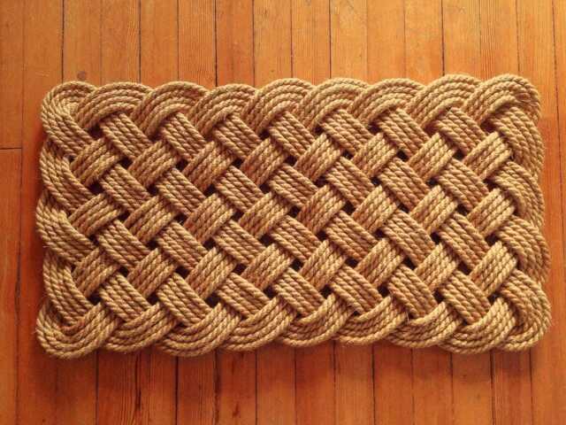 "Hand-Woven Sisal Rope Rug - 33""x19" - image 1