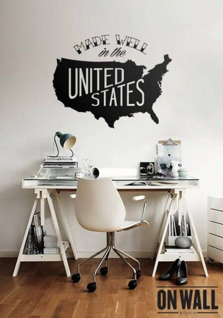 Large Usa Map Wall Decal-' Made Well in The U S A' Sticker - Vinyl Mural -M003 - image 1