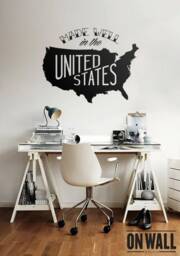 Large Usa Map Wall Decal-' Made Well in The U S A' Sticker - Vinyl Mural -M003 - thumbnail 1