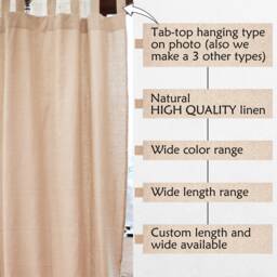 Custom Linen Curtains, Linen Roll Up Tie Curtain, Natural Curtains For Kitchen, White - thumbnail 3