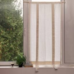 Custom Linen Curtains, Linen Roll Up Tie Curtain, Natural Curtains For Kitchen, White - thumbnail 2