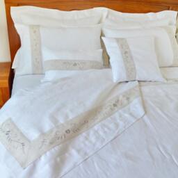 King Bed Makeover, Flat Fitted Sheet Pillowcases Cushions Bolster Euro Pillow Sham Quilt Cover French Linen Shabby Chic Decor White - thumbnail 2