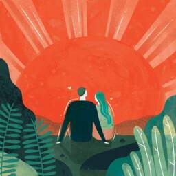 12 X Inch Wall Art, Illustration Print, You Brighten My Day, Couple Watching Sunrise, Valentine's Day Gift - thumbnail 3