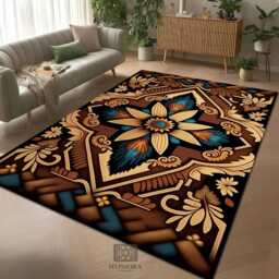 Tropical Leaf Area Rug - Colorful Jungle Botanical Floor Mat - thumbnail 2
