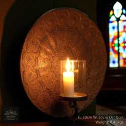 Wall Mounted Metal Golden Moroccan Style Church Candle Holder Sconce 30cm - thumbnail 2