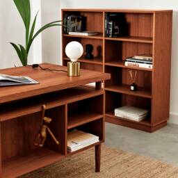 Bookcase, Bookshelf Made Of Oak Vaneer - Teak Colour Livlo T-R02 - thumbnail 3