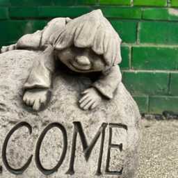 Concrete Cute Gnome Statue Stone Welcome Sign Figurine Cement Front Door Ornament Outdoor Pixie Garden Sculpture Handmade Lawn Art - thumbnail 2