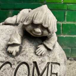 Concrete Cute Gnome Statue Stone Welcome Sign Figurine Cement Front Door Ornament Outdoor Pixie Garden Sculpture Handmade Lawn Art - thumbnail 4