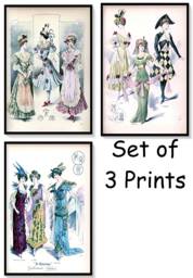 Ladies Costumes, Party Dresses, Masquerade Vintage Fashion Illustrations - thumbnail 1