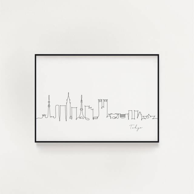 Tokyo Skyline Print, Line Art, Poster, Minimalist Wall City Skyscraper Fine Art Nordic Home Decor, Landmark - image 1