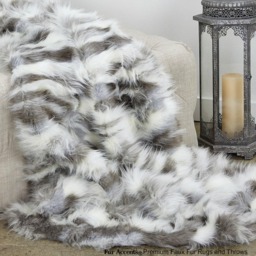 Luxury Faux Fur Throw Blanket - Tibetan Fox, Minky Lining - thumbnail 2