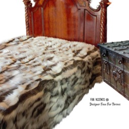 Luxury Faux Fur Throw Blanket - Tibetan Fox, Minky Lining