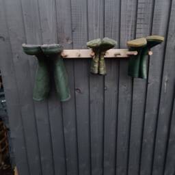 Oak Waxed Welly Wellington Wellies Wooden Rack Boot Holder Wall Mounted Shoe Storage Entryway Porch Organiser Garden - thumbnail 2