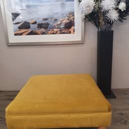 Santorini Soft Velvet Footstool Square. Large Plain Top Footstool Coffee Table/Ottoman Green, Slate, Silver, Mole, Black. UK Delivery Only - thumbnail 2