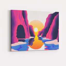 Minimalist Pink Canyon Sunset River Landscape Canvas Wall Art Print Decor Picture Ready To Hang - thumbnail 4