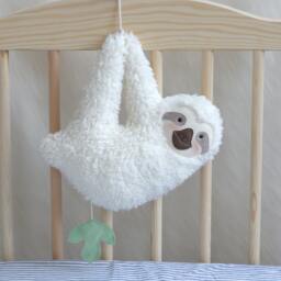Sloth Musical Toy With Your Choice Of Melody, Handmade Baby Gift, Birth Baptism Cotton Plush Stuffed Toy, Personalized - thumbnail 3