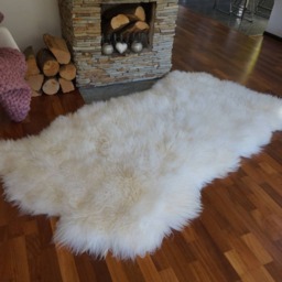 Giant Rug Four Sheepskin White Throw Genuine Leather Wool Carpet Decorative Rug - Comfy, Cozy, Natural Very Thick Long - thumbnail 4