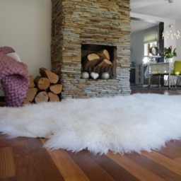 Giant Rug Four Sheepskin White Throw Genuine Leather Wool Carpet Decorative Rug - Comfy, Cozy, Natural Very Thick Long - thumbnail 2