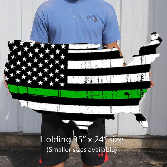 Thin Green Line Flag Plasma Cut Dibond Aluminum Usa Sign Federal Agents Border Patrol Park Rangers Decor Wall Art Custom Business