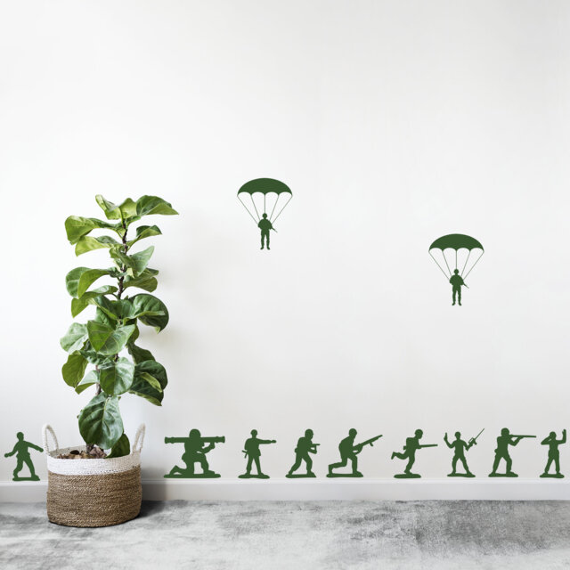 Set Of 22 Toy Army Men Wall Vinyl Decal Stickers - Kids Soldiers Room Decoration Boys Childrens Decor - image 1