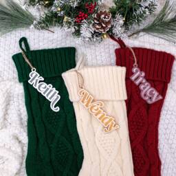 Personalized Knitted Stockings With Stocking Tags, Christmas Stockings, Gift, Name Tags - thumbnail 1