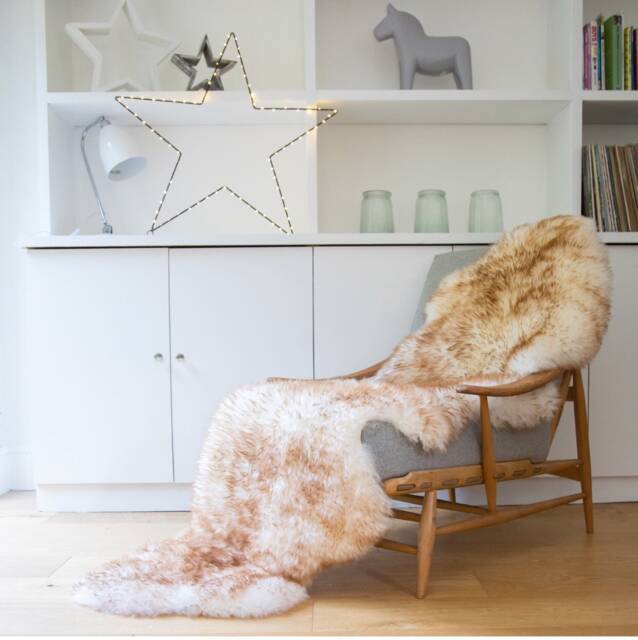Luxury Sheepskin Rug , Ivory Ginger Tip Long Rug, Large Hygge, Bed Throw, Chair Cover, Interior Decor