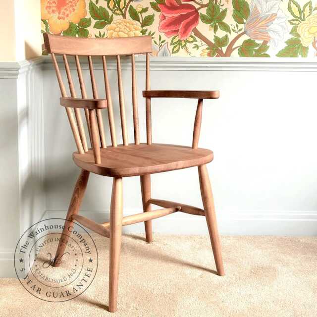 Scandinavian Mandal Dining Armchair, Solid Beech Wood Chair, Handmade Kitchen Nordic Farmhouse Carver Chair - image 1