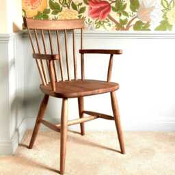 Scandinavian Mandal Dining Armchair, Solid Beech Wood Chair, Handmade Kitchen Nordic Farmhouse Carver Chair - thumbnail 3