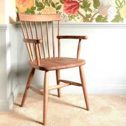 Scandinavian Mandal Dining Armchair, Solid Beech Wood Chair, Handmade Kitchen Nordic Farmhouse Carver Chair - thumbnail 2