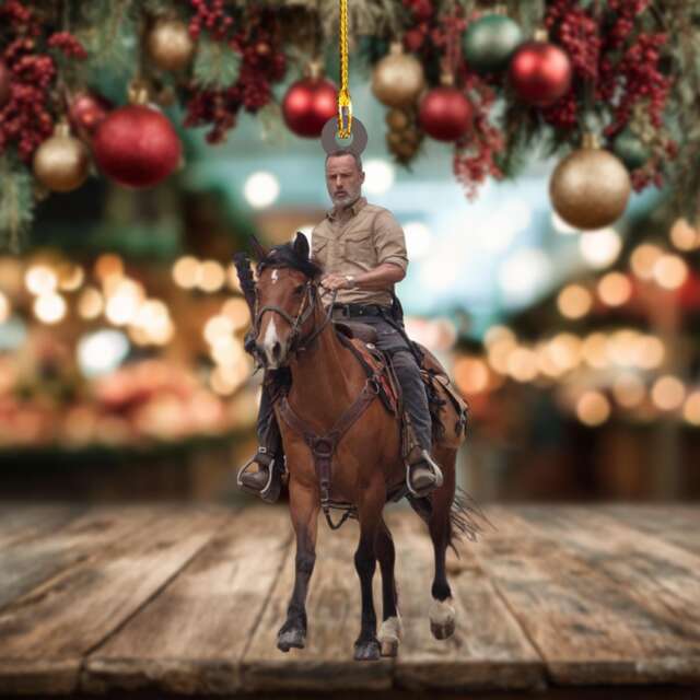 Rick Grimes Christmas Ornament, Movie-Inspired Fan Gift, Retro Tv Show Collectible, Custom Holiday Tree Decoration, Zombie Series Decor - image 1