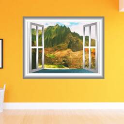 Mountains Window Frame Decal Beach Wall Art - Vwaq Nw75