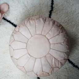 Genuine Leather Moroccan Pouf Cover Boho Ottoman Footstool - Unprefilled - thumbnail 2