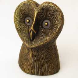 Imitation Bronze Barn Owl Statue Hand Cast Resin Bird Figurine - thumbnail 2