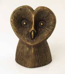 Imitation Bronze Barn Owl Statue Hand Cast Resin Bird Figurine - thumbnail 1