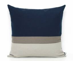 Navy Blue, Light & Dark Grey Color Block Throw Pillow Cover - All Sizes - thumbnail 1