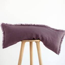 Raw Edge Purple Linen Lumbar Pillow Cover - Custom Size - thumbnail 3