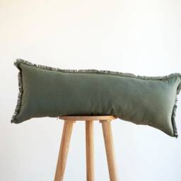 Raw Edge Purple Linen Lumbar Pillow Cover - Custom Size - thumbnail 2