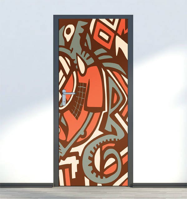 Graffiti Door Decal, Wall Art Sticker, Abstract Wallpaper, Mural, Bedroom Living Room Decor, Decal - image 1