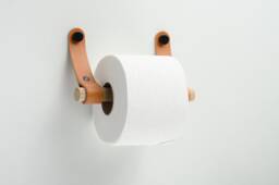 Toilet Paper Holder/Leather & Wood