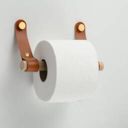 Toilet Paper Holder/Leather & Wood - thumbnail 2