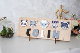 Name Puzzle Baby Boy, 1 2 3 Birthday Gift, Safari Animals Puzzle, Baby Shower Montessori Toys, First Birthday Gift, New Christmas Gift
