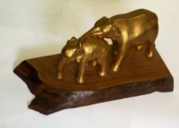 Big Figurine Of Elephant Mother & Daughter - thumbnail 1