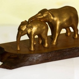 Big Figurine Of Elephant Mother & Daughter - thumbnail 4